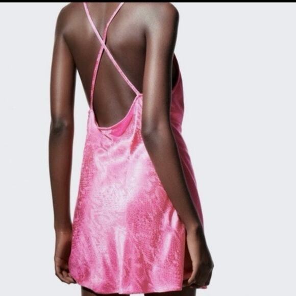 Zara dress Jacquard Animal Detail Slip Dress Size Medium - Picture 2 of 9